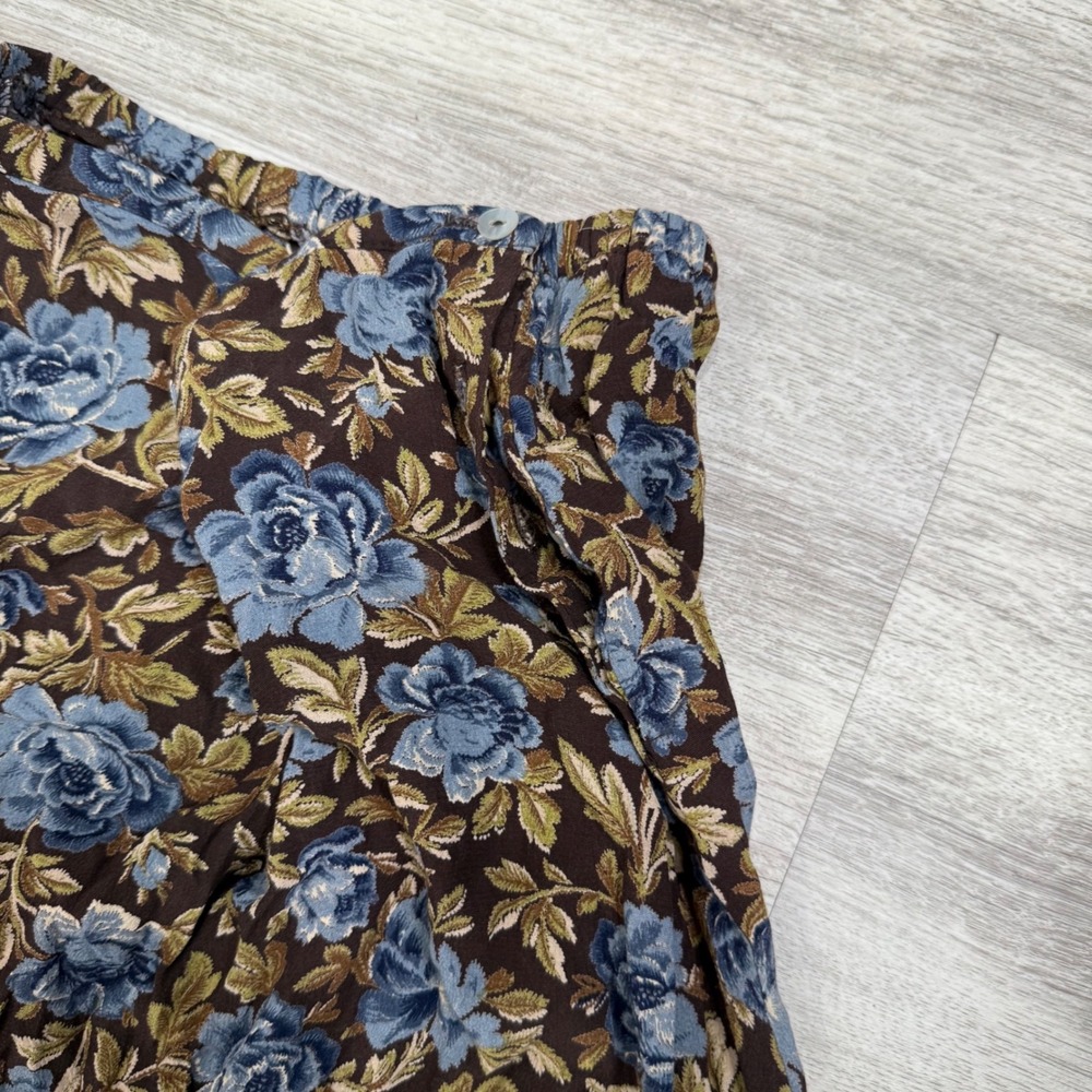 Jay Peters Floral Maxi Skirt Brown Roses Vintage Boho Cottagecore Womens Size M - Picture 3 of 7